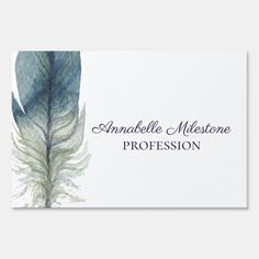 Chic Hand drawn blue gray watercolor feather 1 Sign Size: 24" x 36". Gender: unisex. Age Group: adult. Gray Watercolor, Watercolor Feather, Nail Beauty, Feather Design, Business Signs, Create Sign, Boutique Shop, Event Planner, Nail Artist