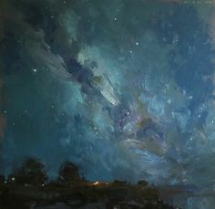 an abstract painting of the night sky