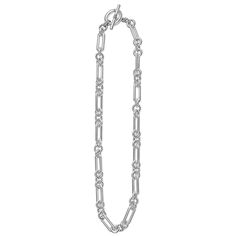 Sterling silver variations of Caviar beading & fluting elements form this bold link necklace. Silver Link Necklace With Solid Construction, Silver Necklace With Solid Link Construction, Sterling Silver Necklace With Chunky Rectangular Links, Sterling Silver Necklace With Chunky Chain, Modern Chain Link Necklace With Sterling Silver Clasp, Metal Link Chain Necklace With Sterling Silver Clasp, White Gold Chain Link Necklace With Sterling Silver Clasp, Classic Silver Necklace With Hook And Links, Elegant Silver Toggle Necklace With Oval Link