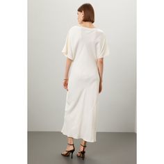 Off-white (100% Viscose). Casual dress. Short sleeves. Boat neck. Pull-on closure. 56.5" from shoulder to hemline. Imported. White Short Sleeve Midi Dress For Formal Occasions, White Short Sleeve Formal Midi Dress, White Spring Maxi Dress With Straight Neckline, Spring White Maxi Dress With Straight Neckline, White Maxi Dress With Straight Neckline For Spring, White Maxi Dress For Formal Occasions, White Short Sleeve Formal Dresses, Casual White Maxi Dress With Straight Neckline, Classic White Midi Dress For Brunch