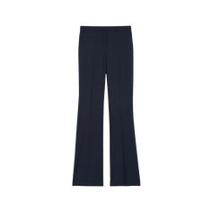 Theory "Demitria" Good Wool pants. Approx. measurements:  35" inseam; 22" leg opening; 10" front rise; 15" back rise, size 8. Mid rise; darts at back. Side slip pockets; back welt pockets. Fitted through straight legs. Full length hem. Hook/zip fly; belt loops. Wool/spandex. Care note:  Do not wash, bleach, or tumble dry. Cool iron if needed. Dry clean with any solvent except trichloroethylene. Imported. Fitted Wide Leg Work Pants, Wide-leg Pants With Pressed Crease For Office, Fitted Workwear Pants With Belt Loops, Modern Fitted Pants For Workwear, Fitted Wide Leg Work Pants For Business Casual, Fitted High-waisted Work Pants For Office, Office Wide-leg Pants With Pressed Crease, Modern Fitted Workwear Pants, Modern Fitted Pants For Office