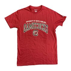 Your Everyday Tee Just Got Even Better. This Classic Fit Tee Has An Applique Graphic On The Center Chest, Perfect For Game Day. It's Made Of Soft, Cotton Fabric For Comfort And Function And Perfect For All Day Wear. This Tee Is Bound To Be A Wardrobe Staple. The Champion "C" On The Left Sleeve Finishes This Tee Off - Making You Look And Feel Like A Champion Every Day. University Red Cotton T-shirt For Game Day, University Red Casual T-shirt For Fan Gear, Casual University Red T-shirt For Fan Gear, Red Collegiate Cotton Top, Red Cotton Top For Game Day, Collegiate Cotton Tops In University Red, Casual University Red Tops For Fans, University Red Cotton T-shirt With Letter Print, Red Cotton T-shirt For Game Day