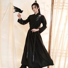 Top Seller for Traditional Chinese Style Hanfu Robes Men Swordsman Stage Clothing Tang Suit, Womens Dresses Robes Men, Black Hanfu, Samurai Kimono, Hanfu Men, Male Kimono, Chinese Traditional Clothing, Multicolor Skirt, Tang Suit, Chinese Clothing