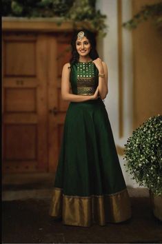 Green Gown Indian, Saree Reuse, Indian Outfits Lehenga