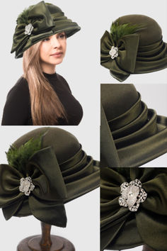 Elevate Your Winter Style: Stay cozy and chic with our felt wool cloche hat, adorned with luxurious satin, feather, and rhinestone details.
Unique Accents: Satin ribbon, delicate feathers, and sparkling rhinestone embellishments create a one-of-a-kind statement piece. Elegant Winter Costume Hats With Curved Brim, Elegant Costume Hats With Curved Brim For Winter, Elegant Party Hats For Fall, Elegant Fall Party Hat, Elegant Wide Brim Costume Hat For Winter, Winter Party Wool Cloche Hat, Fall Party Cloche Hat With Flat Brim, Elegant Costume Hats And Headpieces For Winter, Elegant Mini Hat For Formal Fall Occasions