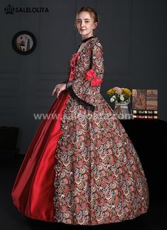 Wine Red Floral Renaissance Georgian Victorian Dress Lady Gown     Condition: Brand New   Color:  Wine Red Floral   Material: Brocade   Sleeve Length: Long Sleeve   Dresses Length:Floor-Length   Neckline:  Square Collar   Decoration: Ruffles + Lace + Bow   Package Includes: Dress            Whether you're looking for a Vintage Revolutionary,Regency,Early Victorian,Pioneer Women,Old West,Civil War Era,Polonaise Sets,Victorian Era,Edwardian, Bustle Dresses Clothi Historical Dresses Victorian, Victorian Dress Gown, Masquerade Gown, Masquerade Party Dresses, Bustle Dresses, Dresses Victorian, Gothic Victorian Dresses, Masquerade Ball Gowns, Victorian Ball