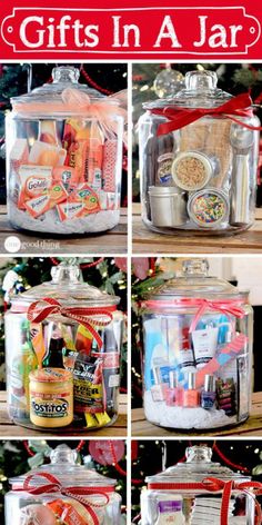 christmas gifts in a jar are on display for the holiday season, and it's easy to make