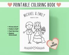 the printable coloring book features two people holding hands and one has a heart on it