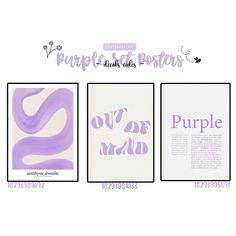 three different types of purple and white paper