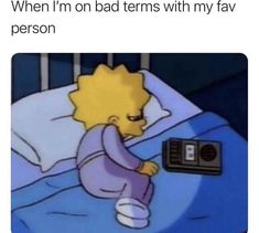 the simpsons is sitting in bed with an alarm clock on his hand and looking at him