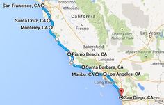 a map shows the route to santa cruz, california