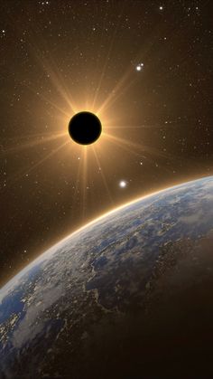 an artist's impression of a solar eclipse over the earth