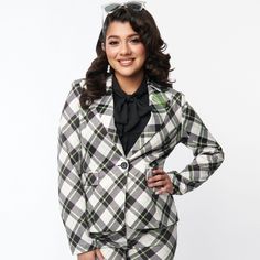 Are You Ready For The Movie? Add A Pop Of Color To Your Wardrobe With This Unique Vintage Plaid Blazer From Beetle Juice X Unique Vintage. This Blazer Is Perfect For Any Occasion And Features A Polyester Outer Shell Material That Is Both Durable And Comfortable. The Blazer Is Designed With A Plus Size Fit And Is Available In Size 3x. The Multicolor Plaid Pattern Adds A Touch Of Fun To This Basic Jacket Style Blazer, While The Lined Polyester Material Ensures That You Stay Comfortable All Day Lon Beetle Juice, Style Blazer, Plus Size Fits, Basic Jackets, Vintage Plaid, Plaid Blazer, A Plus, Women's Wardrobe, Beetlejuice