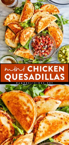 Want more simple appetizer recipes? Learn how to make Mini Chicken Quesadillas! Filled with salsa chicken, refried beans, and cheese, these mini quesadillas are a delicious finger food idea. Enjoy these snack-size quesadillas as an easy chicken dinner, too! Mini Chicken Quesadillas, Refried Beans And Cheese, Mini Quesadillas, Beans And Cheese, Super Bowl Party Food, Leftover Rotisserie, Bowl Party Food, Leftover Rotisserie Chicken, Salsa Chicken