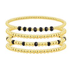 PRICES MAY VARY. Beaded Bracelets Set: 4 Pcs gold stackable bracelets set of available in black, pink, blue, white, purple, grey, orange, colorful. The combination of gold beads and pink stones creates elegance and dainty, Each bracelet is perfect for wearing alone or stacking with other bracelets. Premium Materials: The black and gold beaded bracelets set are made of quality 14K gold plated copper and stone beads, It is not easy to fade, lead-free, nickel-free, hypoallergenic, safe for all-day Cheap Gold Beaded Bracelets With Black Beads, Black Beaded Bracelets With Gold Beads For Gifts, Cheap Black Gemstone Beads Stretch Bracelet, Black And Gold Beaded Bracelets, Elegant Black Stackable Beaded Bracelets, Adjustable Black Bracelets With Gold Beads, Jewelry Packaging Box, Making Bracelets With Beads, Gold Bracelet Set