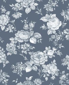 black and white floral wallpaper with roses