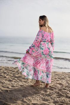 Beautiful viscose off the shoulder dress. Elastic on the neckline, allowing you to wear it round neck or off shoulder. *Available at our Rehoboth Beach location or Online Summer Beach Off Shoulder Maxi Dress, Flowy Off Shoulder Summer Dress For Brunch, Flowy Off-shoulder Summer Dress For Brunch, Bohemian Off-shoulder Dresses For Vacation, Summer Off-shoulder Maxi Dress For Beach, Summer Off-shoulder Beach Maxi Dress, Off-shoulder Dress For Beach Vacation, Off-shoulder Maxi Dress For Beach Day Out, Off-shoulder Summer Maxi Dress For Beach