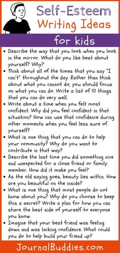 an orange and purple poster with the words self - esteem writing ideas for kids