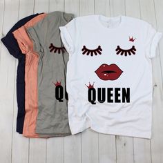 Queen Shirt, Lip Shirt , women Queen T-shirt Red Lips Shirt, Birthday Gift, Teen Girl, Christmas G Bella + Canvas 3001 Short Sleeve Jersey