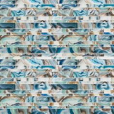 an abstract tile design with blue and white colors