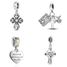 "🌸S925  Silver charm , holy bible , silver cross & angel , the holy bible charm is engraved with the following verse on the back   \"with god all things are possible\" 🌸  same verse that's on the heart charms .  Make your own charm bracelet with the array of charms available in my store. You can also use them as pendants  Make your bracelet to your own unique individual style 💐 Select your chosen style number from the drop down menu  Made from silver with cz stones compatible with a pandora b Spiritual Silver Charm Bracelet With Cross, Spiritual Silver Cross Charm Bracelet, Sterling Silver Spiritual Jewelry For Memorial, Personalized Sterling Silver Spiritual Charms, Silver Personalized Spiritual Charms, Personalized Spiritual Silver Charms, Spiritual Silver Charm Bracelet For Mother's Day, Mother's Day Silver Spiritual Charm Bracelet, Inspirational Silver Charm Bracelet For Mother's Day