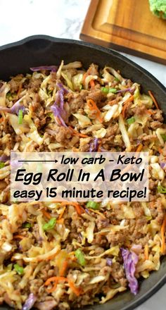 an egg roll in a bowl with the words low carb keto