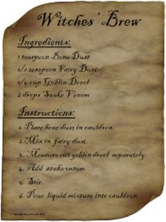 Witchs Brew Recipe, Fantasy Potion Recipe, Harry Potter Potions Recipes Spell Books, Witch Potion Recipe, Magic Potion Recipe, Witch Learning, Harry Potter Potions Recipes, Witch Brew Recipe, Potion Recipes