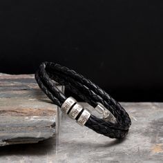 Discover the ideal gift for the special men in your life with our Custom Men's Leather Bracelet. Crafted from genuine leather and elegantly personalized with names in silver, this custom gift is designed for fathers, husbands, and cherished individuals. Whether you're celebrating a birthday or anniversary, our personalized bracelet is the perfect choice to add a unique and heartfelt touch to the occasion. Genuine Leather 925 Sterling Silver 8mm Hand personalized Leather Charms, Names Bracelet, Leather Silver Bracelet, Silver Bracelet For Men, Mens Bracelet Personalized, Men's Leather Bracelet, Man Bracelet, Kids Names, Personalized Gifts For Dad