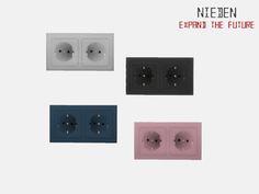 four different types of electrical outlets with the words negen explain the future on them