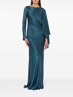 Alberta Ferretti Asymmetric Dress - Farfetch New Years Eve Looks, Draped Gown, Gown Blue, Drape Gowns, Asymmetric Dress, Yoko London, Designer Drapes, Fashion 101, Alberta Ferretti