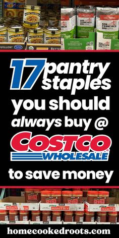 an advertisement for costco is displayed in front of the store's display shelves