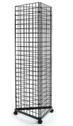 a black metal cage with wheels on it