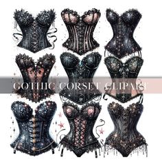 Clothing Pattern Design, Corset Costumes, Clipart Vintage, Gothic Looks, Corset Fashion, Model Outfit, Fashion Sketches Dresses, Vintage Corset, Gothic Corset