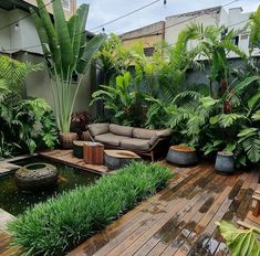 Outdoor living spaces go beyond a cute patio or deck – they can be as comfortable and stylish as your inside living room. Create the perfect outdoor setting for 2021. Tropical Garden Design, Tropical Backyard, Apartment Diy, Ideas Ikea, Have Inspiration, Outdoor Gardens Design, Garden Pond, Backyard Garden Design, Balcony Ideas