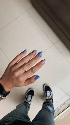 Nailart Blue, Acrylic Nails Nude, Nail Blue, Basic Nails, Girls Nails, Fire Nails, Chic Nails