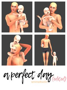 an animated man holding a baby in his arms with the caption perfect day extended