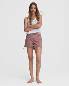 Maya High-rise Shorty Short - Light Plum | Apparel Shorts | rag & bone Plum Jeans, Jean Short, High Rise Shorts, Rag & Bone, Jean Shorts, Plum, Casual Shorts, Short Dresses, Organic Cotton