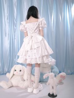 The price is for a set, others are not included.  Daytoday and Milkyhearts Collaboration.  Garment Size   	 		 			Size 			S 			M 			L 		 		 			Full Length 			69.5 			71.5 			73.5 		 		 			Bust 			84 			88 			92 		 		 			Waist 			66 			70 			74 		 		 			Shoulders 			33 			34 			35 		 		 			Sleeve Length 			32 			33 			34 Princesscore White Puff Sleeve Dresses, White Princesscore Puff Sleeve Dresses, White Princesscore Dress With Puff Sleeves, White Puff Sleeve Dresses In Princesscore Style, Cute White Vintage Dress With Doll Collar, White Princesscore Dress For Dress-up, White Short Sleeve Balletcore Dress, Cute White Vintage Dress With Ruffles, White Princesscore Dress For Formal Occasions