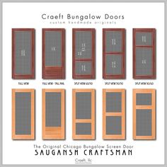 an image of the different types of doors for each type of window in this house