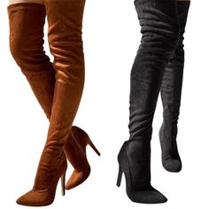 Description: Look great, feel warm and cozy, beautiful, elegant and sophisticated, wearing this well designed women's fashion premium top quality elastic velvet suede thigh high dress boots & designer shoes. Designed with smooth and luxuriously rich and beautiful hues of velvet suede fabric, to accentuate your entire outfit and shoe collection. Feel warm and look wonderful in your formal and semi-formal attires, and make your steps with beautiful shoes. And, with grace and beauty, on stage, and Thigh High Dress, High Heel Dress Boots, Black Dress Boots, Semi Formal Attire, Thigh High Heels, Heels Brown, Buy Boots, Zipper Heels, Suede Fashion