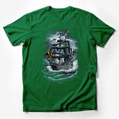 Pirate Ship Graphic T-Shirt, Nautical Ocean Adventure Tee, Stormy Seas Skull Sailboat Unisex Apparel Male T-Shirt Custom graphic T-Shirt.Customize your color Ocean Adventure, Stormy Seas, Pirate Flag, Adventure Shirt, Pirate Ship, Casual Summer Shirts, Friends Shirt, Art Shirts, Pride Shirts