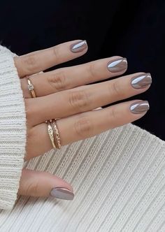 Brown Chrome, Nails For Fall, Fall Nail Trends, Fall Gel Nails, Pink Gel, Cute Gel Nails, Nails Gel, Neutral Nails, Brown Nails