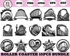 the roller coasters bundle is shown in black and white