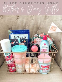 self care basket for Mother's Day Diy Mother's Day Gift Basket, Homemade Gifts For Mom, Mothers Day Baskets, Mom Gift Basket, Themed Gift Baskets