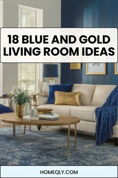 blue and gold living room ideas