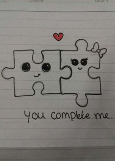 a piece of paper that has been drawn to look like two puzzles