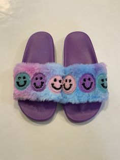 These are the best and most fun tween slide around! Smile all day wearing these! Fun Vacation Slides, Playful Open Toe Slides For Spring, Cute Spring Slides, Playful Synthetic Slides For Spring, Fun Round Toe Slides For Vacation, Trendy Blue Slides For Vacation, Casual Adjustable Pink Slides, Spring Playful Synthetic Slides, Trendy Multicolor Slides For Spring