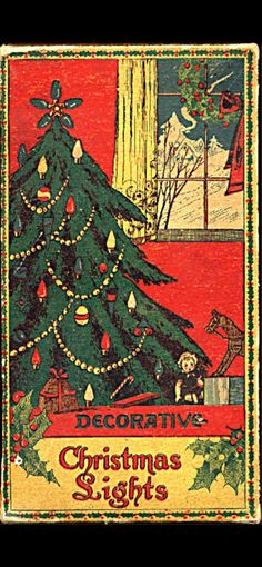 an old fashioned christmas card with a tree