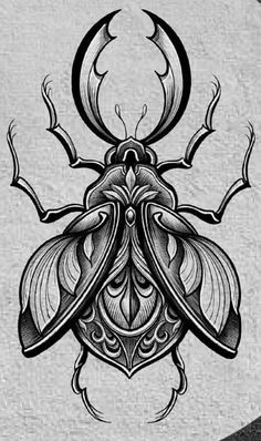 a black and white drawing of a bug