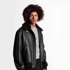 LOUIS VUITTON® - Leather Aviator Jacket - Black Leather Aviator Jacket, Aviator Jacket, Remove Labels, Luxe Life, Aviator Jackets, Louis Vuitton Official, Fashion Books, Men's Collection, Fashion Watches